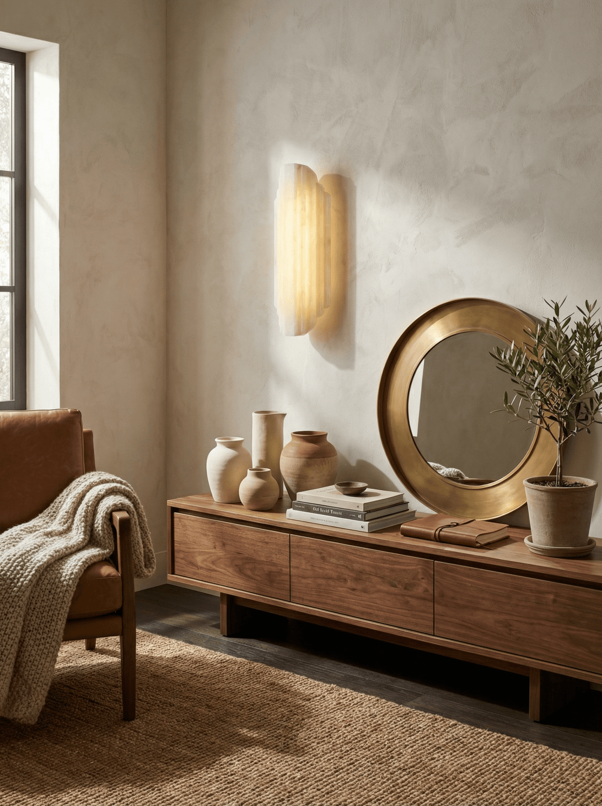 Idasha Alabaster Indoor Wall Light