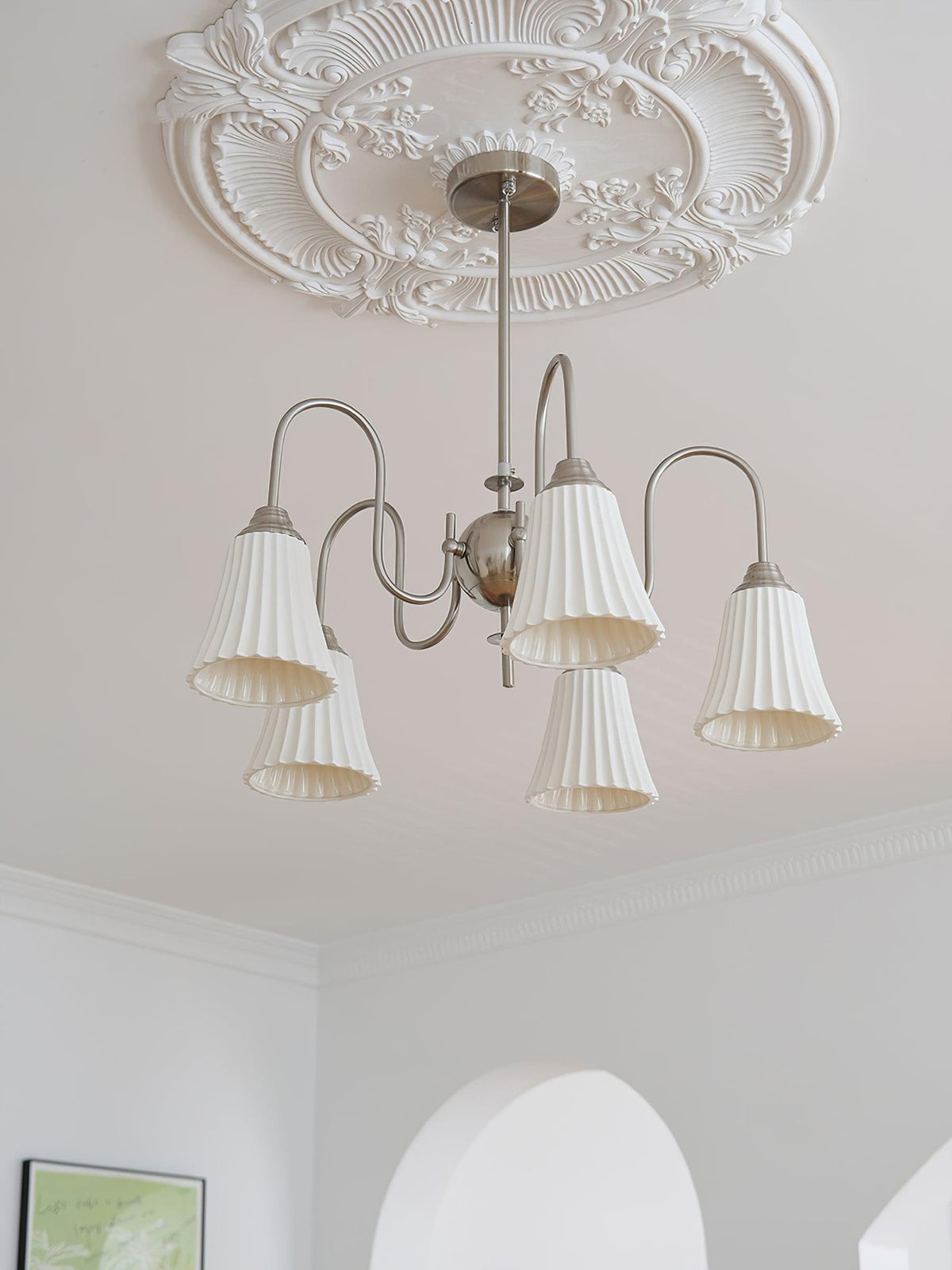 Mireine Chandelier Esther Ceramic Pleated Modern