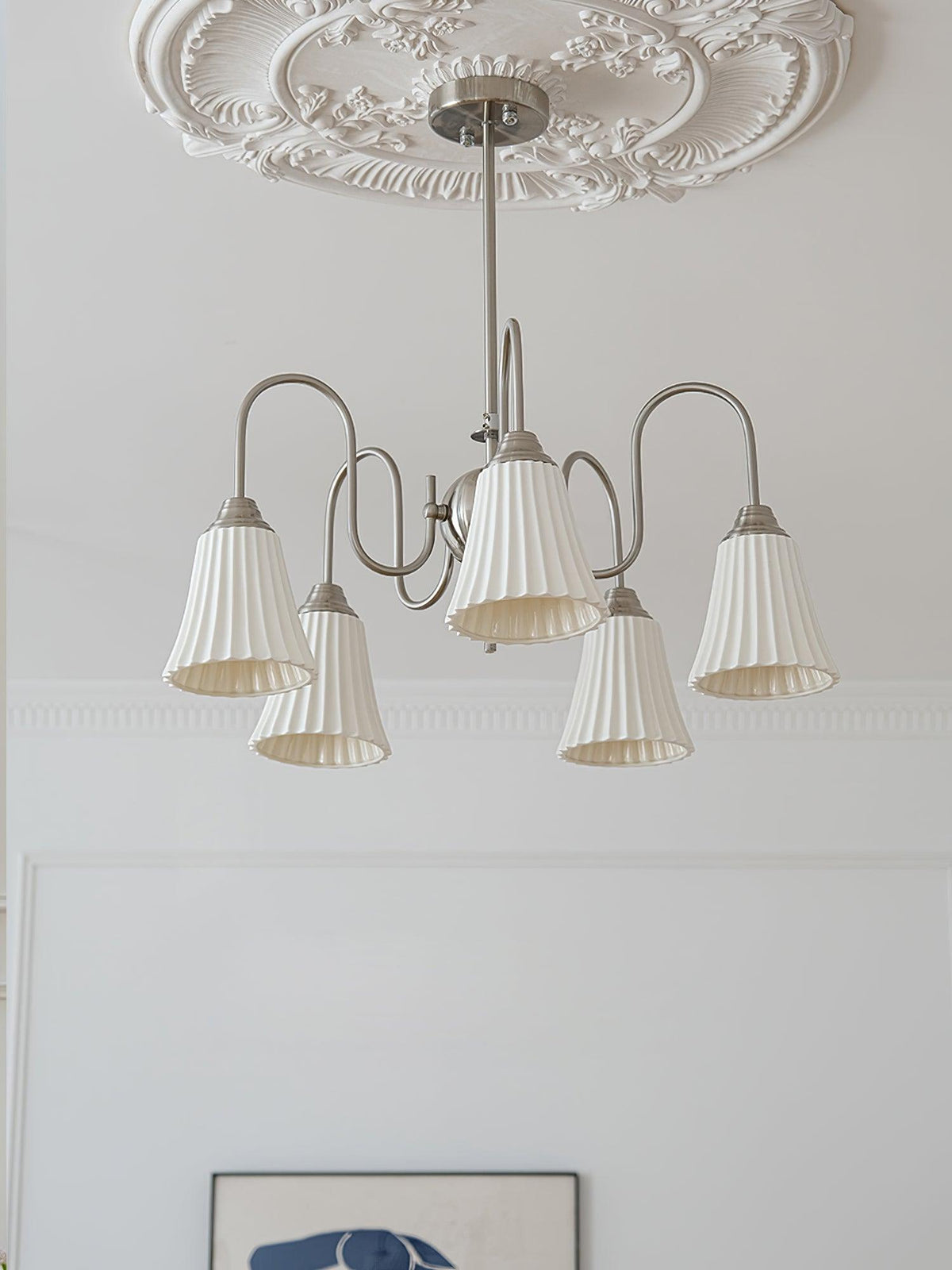 Mireine Chandelier Esther Ceramic Pleated Modern