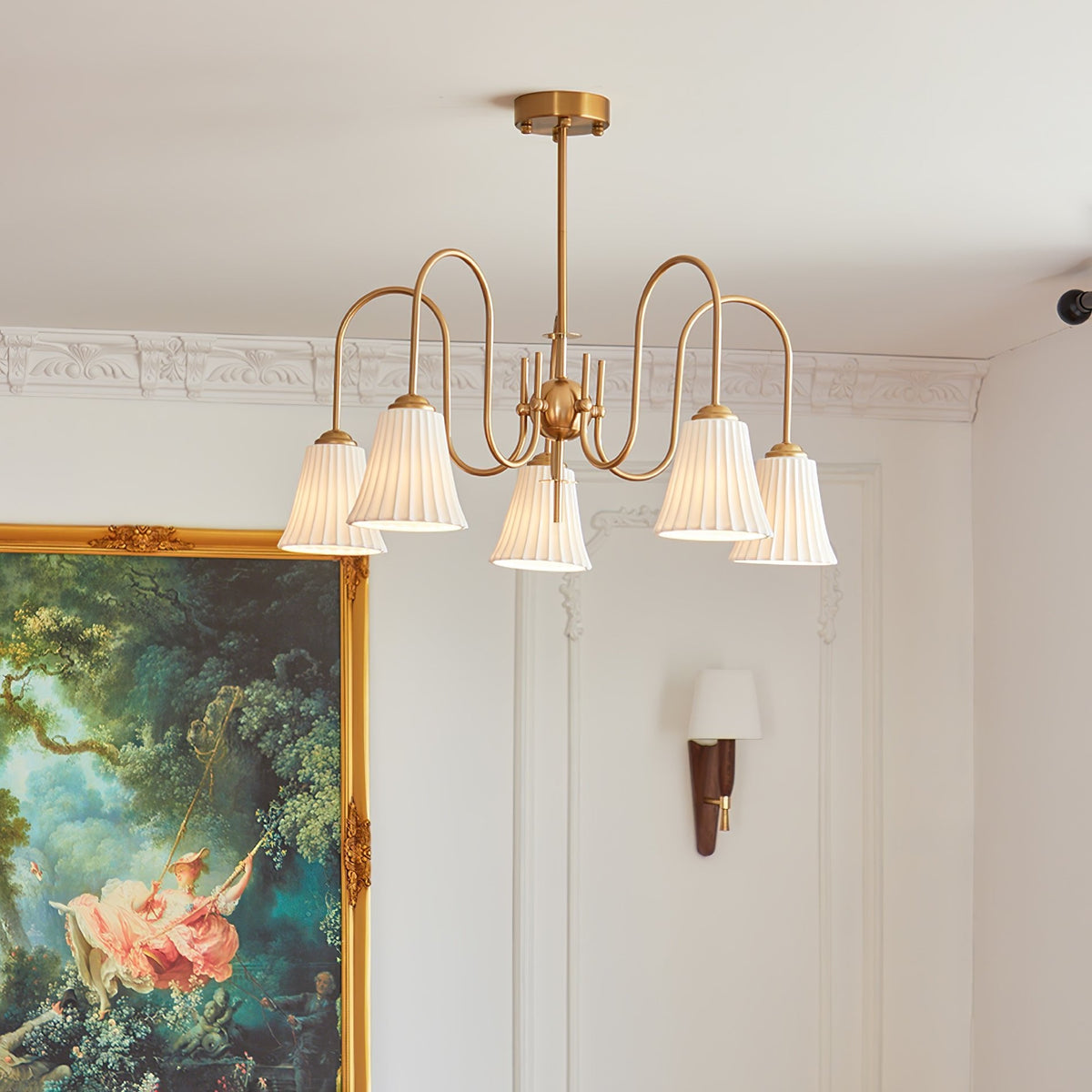 Mireine Chandelier Esther Ceramic Pleated Modern
