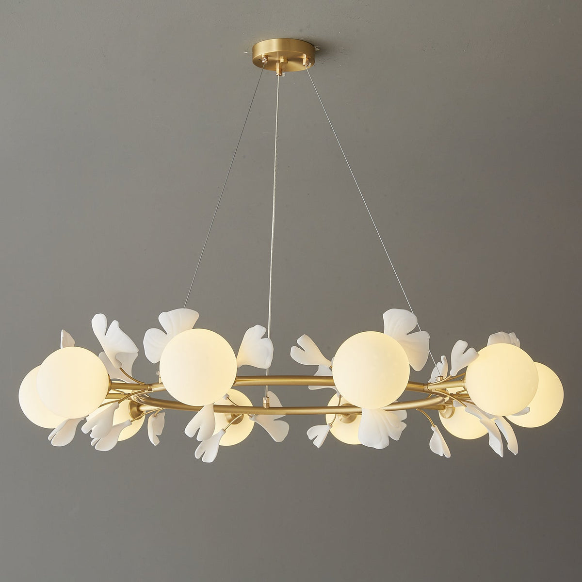 Hunell Floral Brass Chandelier