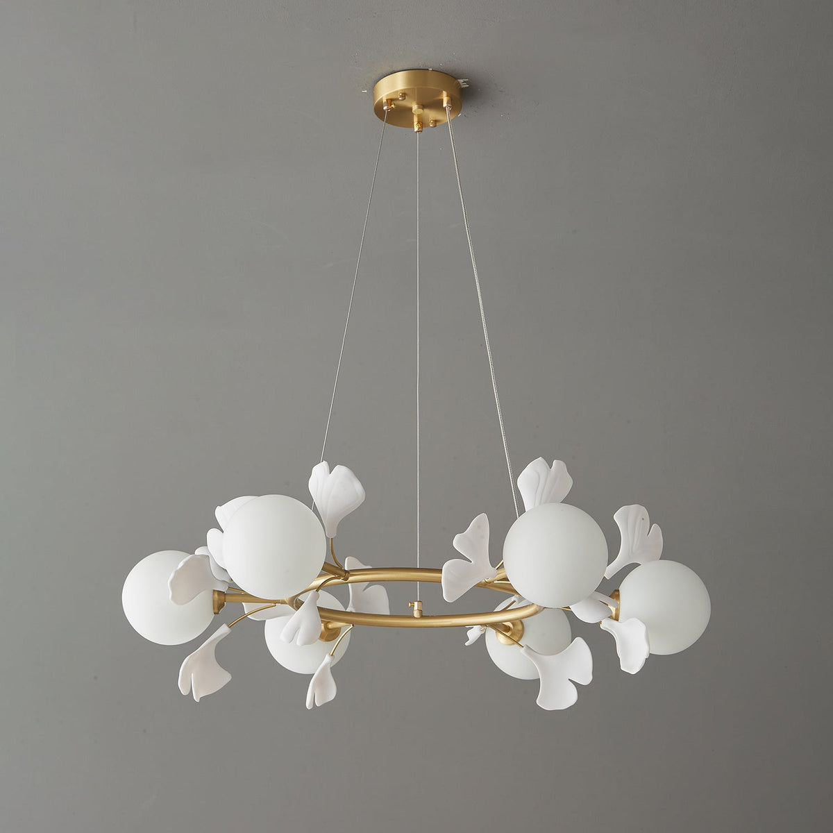 Hunell Floral Brass Chandelier