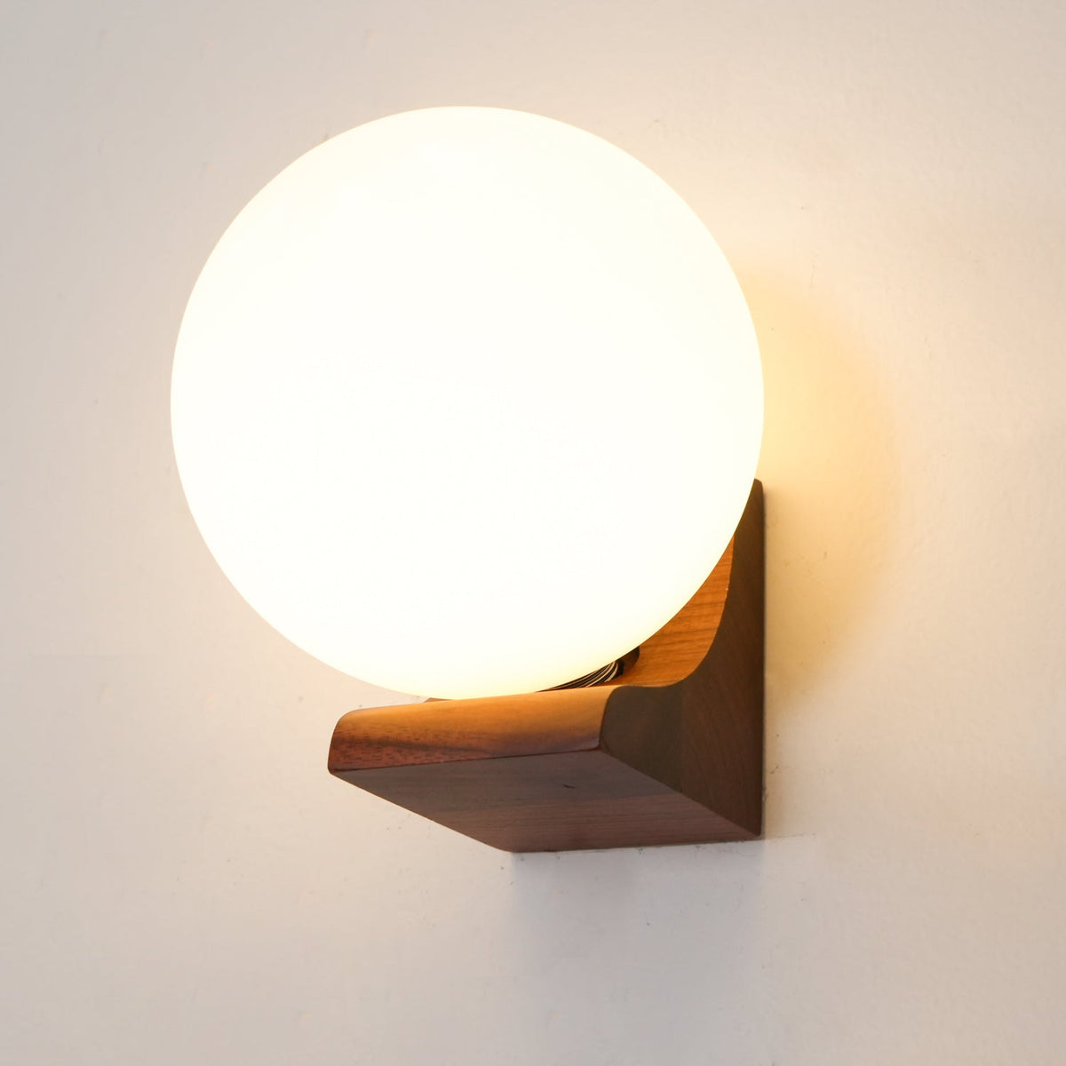 Icarara Modern Minimalist Orb Wood Glass Wall Lamp