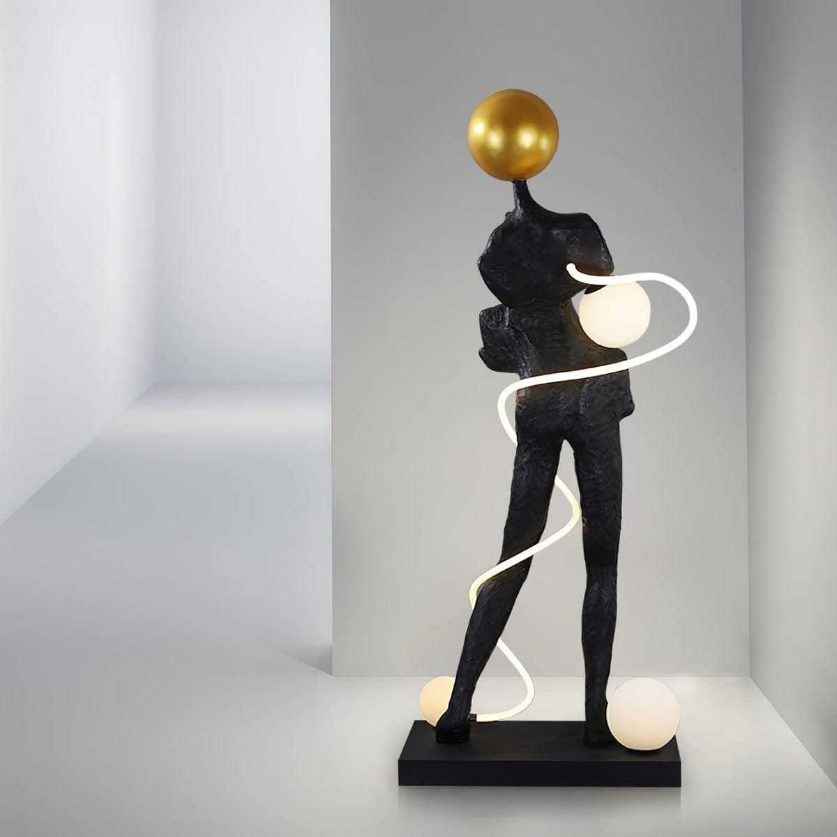 Nycaran Sculptural Black Floor Lamp