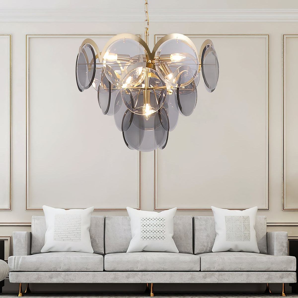 Bryndis Chandelier Amber Glass Tiered Circles