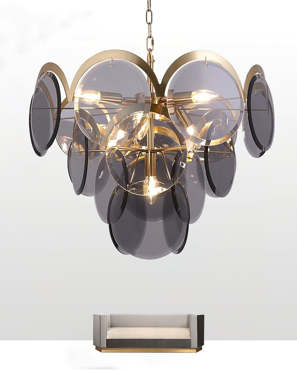 Bryndis Chandelier Amber Glass Tiered Circles