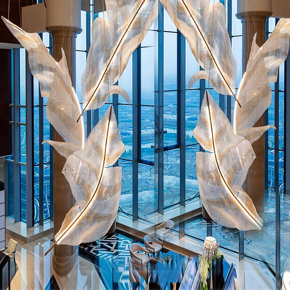 Velinine Individual Creativity Falling Leaves Glass Chandelier