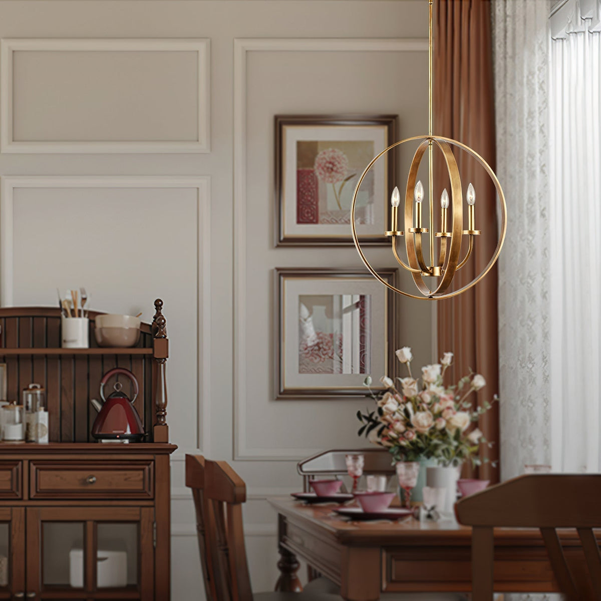 Niroxa Chandelier Gold Lantern Frame