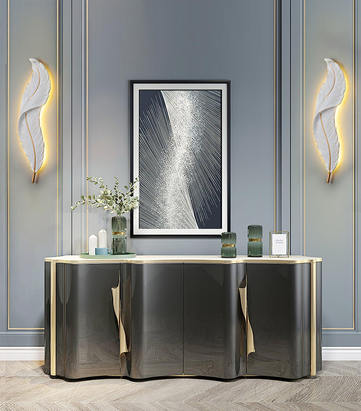 Arvess Individual Creativity Feather Resin Wall Lamp