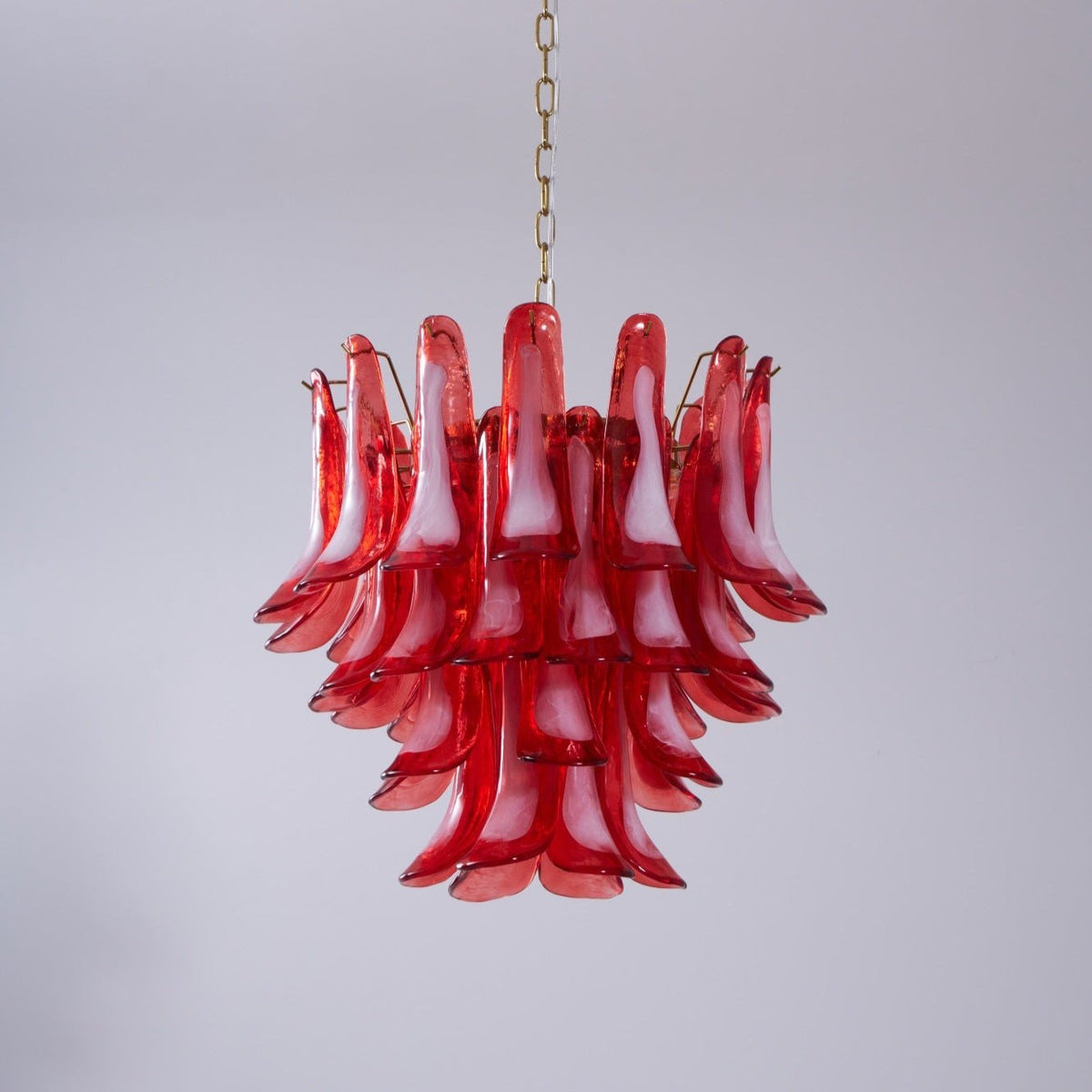 Celarine Chandelier Red Petal Glass Layered Artistic