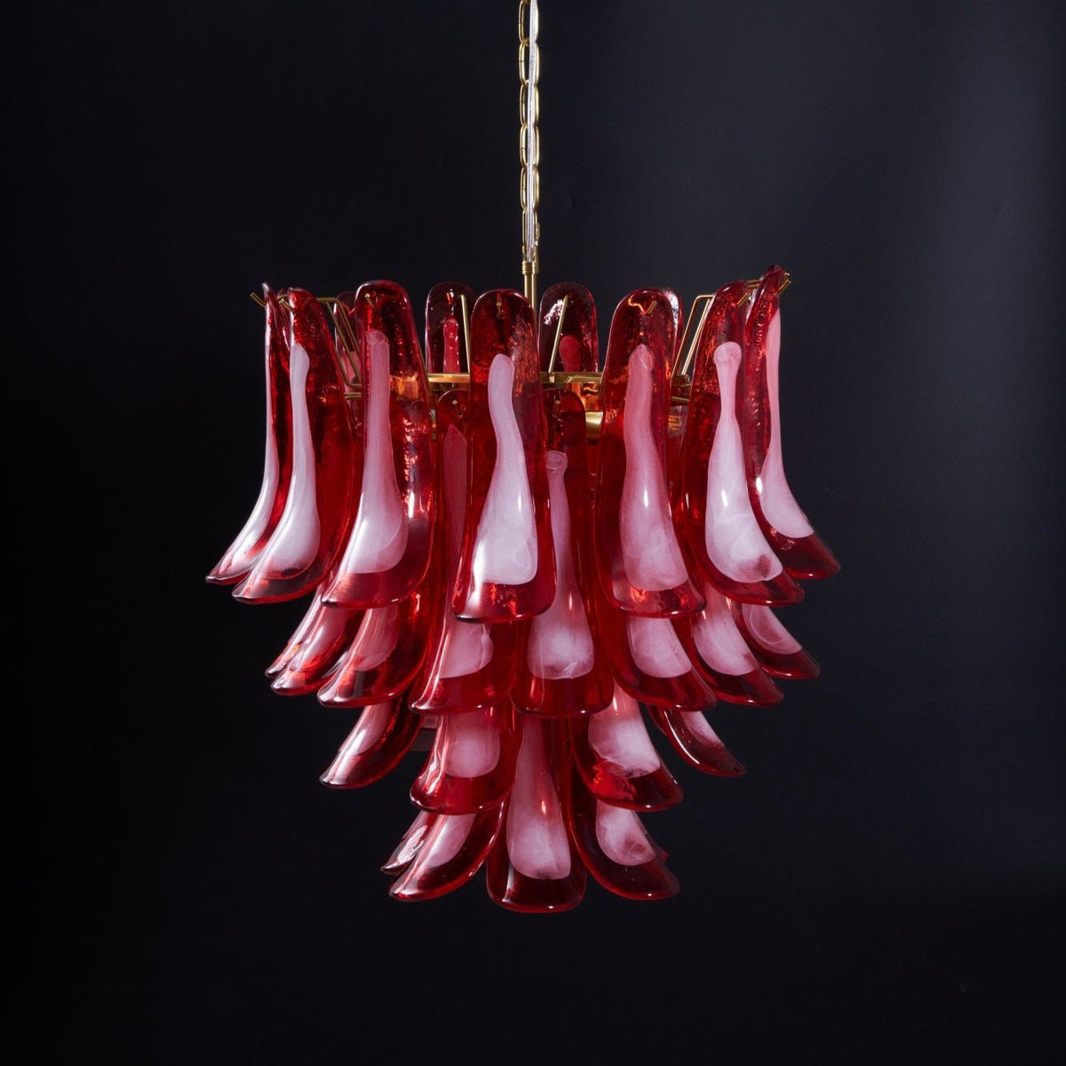 Celarine Chandelier Red Petal Glass Layered Artistic