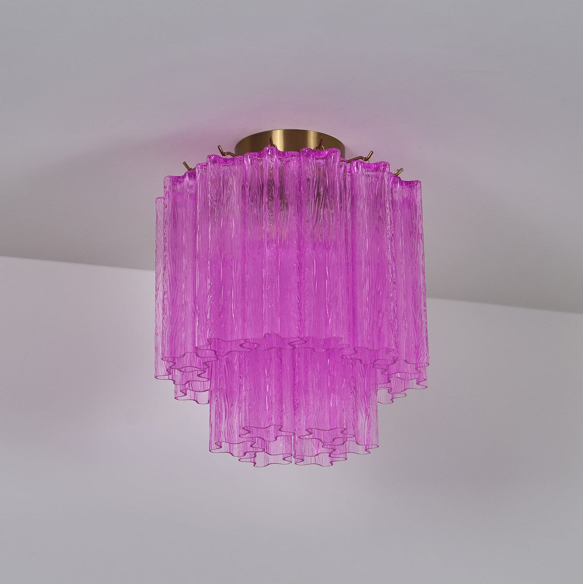 Eirarian Ceiling Lamp Purple Murano Glass Tiered Flush Mount
