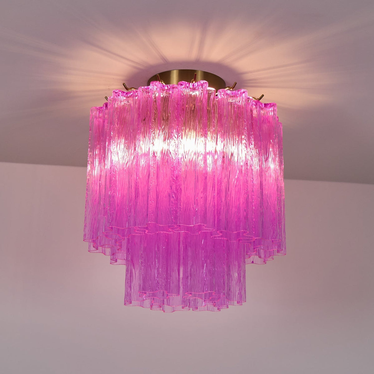 Eirarian Ceiling Lamp Purple Murano Glass Tiered Flush Mount