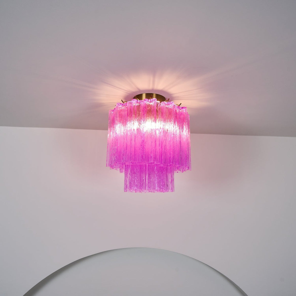 Eirarian Ceiling Lamp Purple Murano Glass Tiered Flush Mount