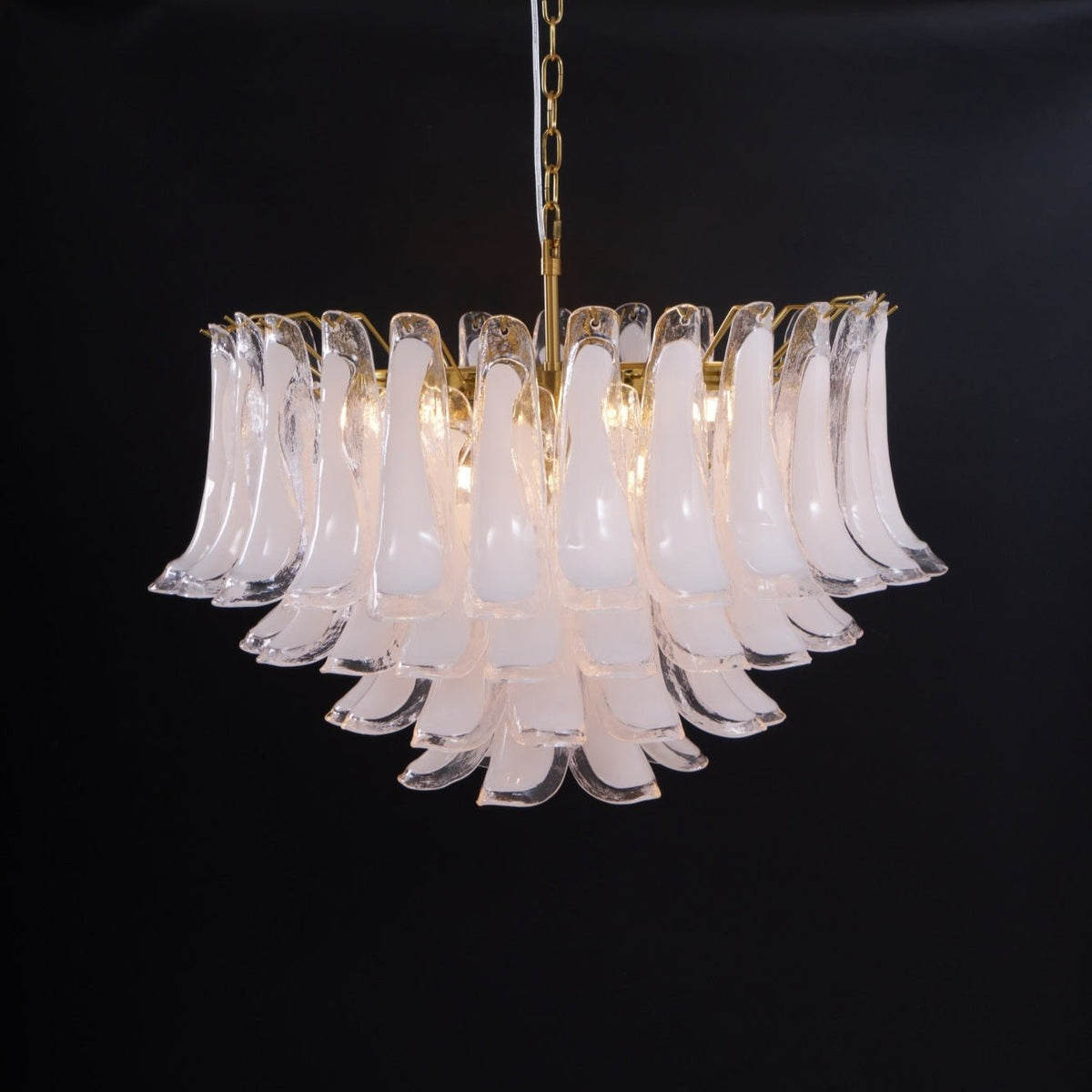 Lioroaria Chandelier Pink Glass Leaf Layered Floral Glamour