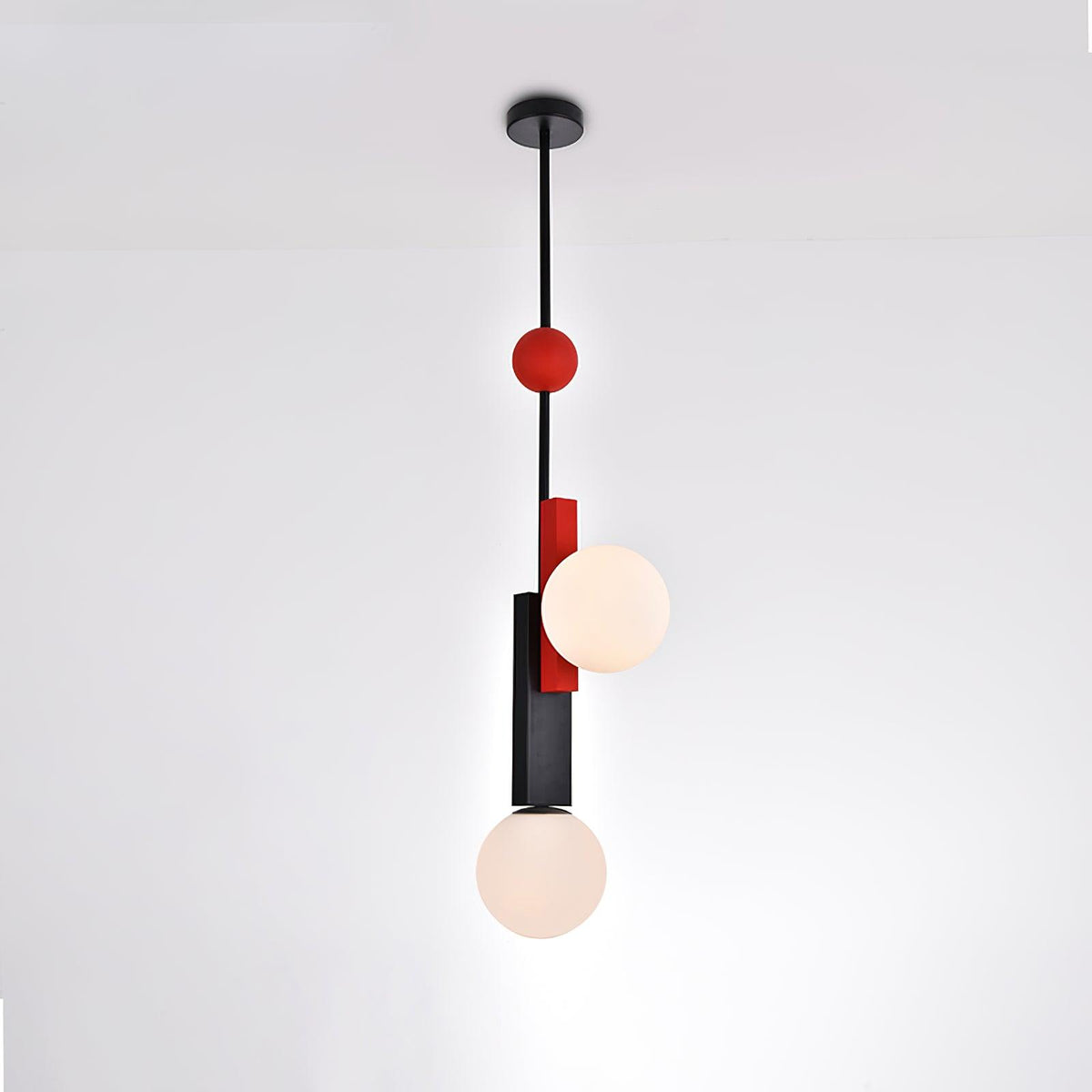 Veveny Pendant Lamp Double Globe Linear Bars Geometric