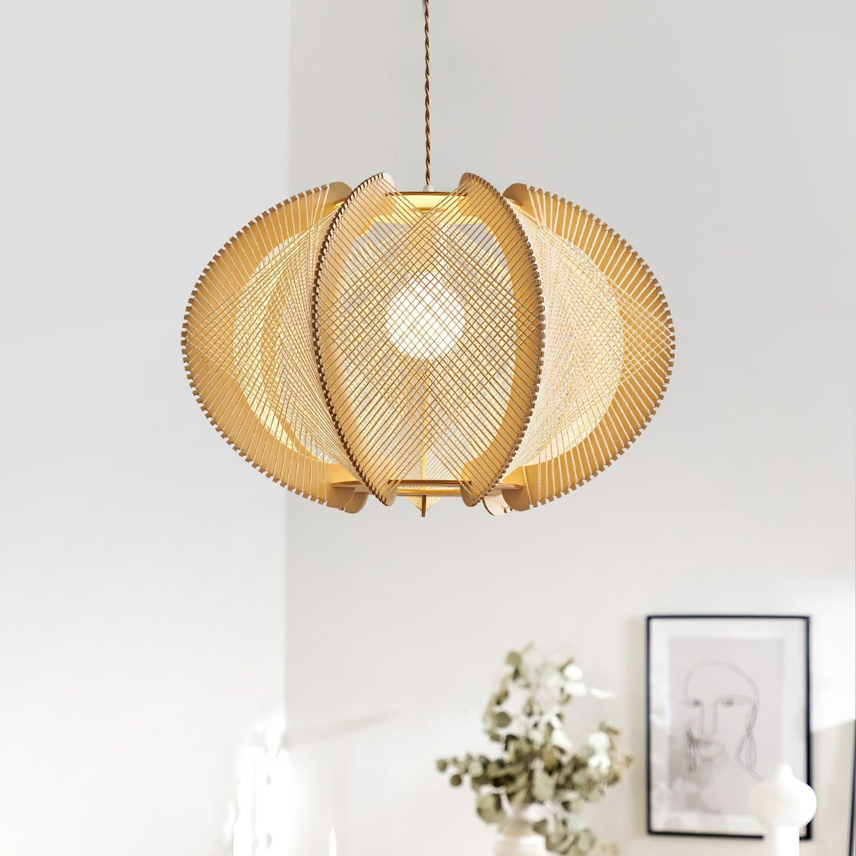 Atel Wood & Hemp Rope Pendant Light