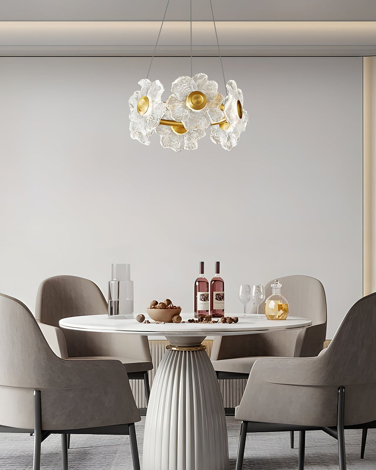 Cemirel Unique Flower Brass Glass Chandelier