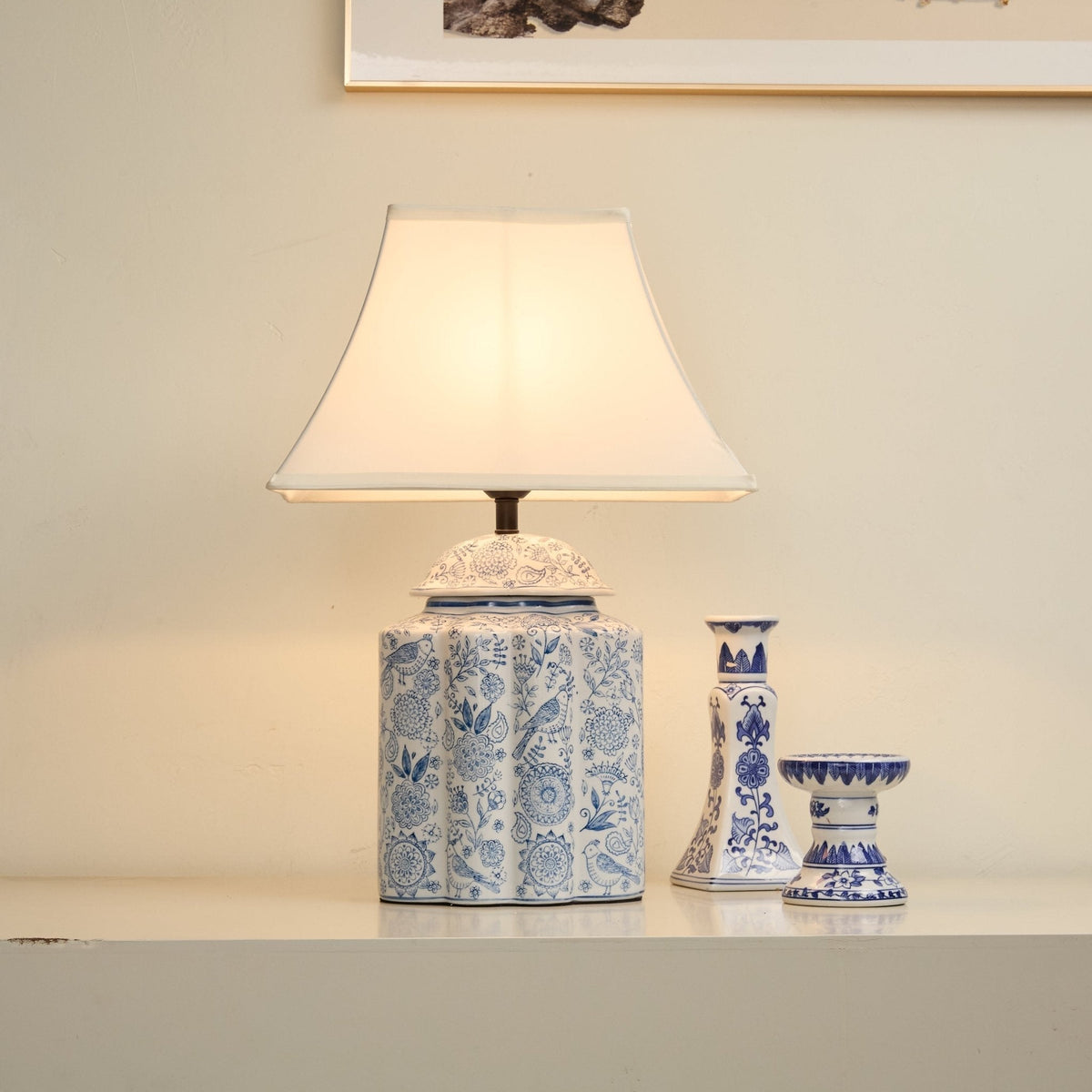 Marcellin Floral Bird Jar Table Lamp