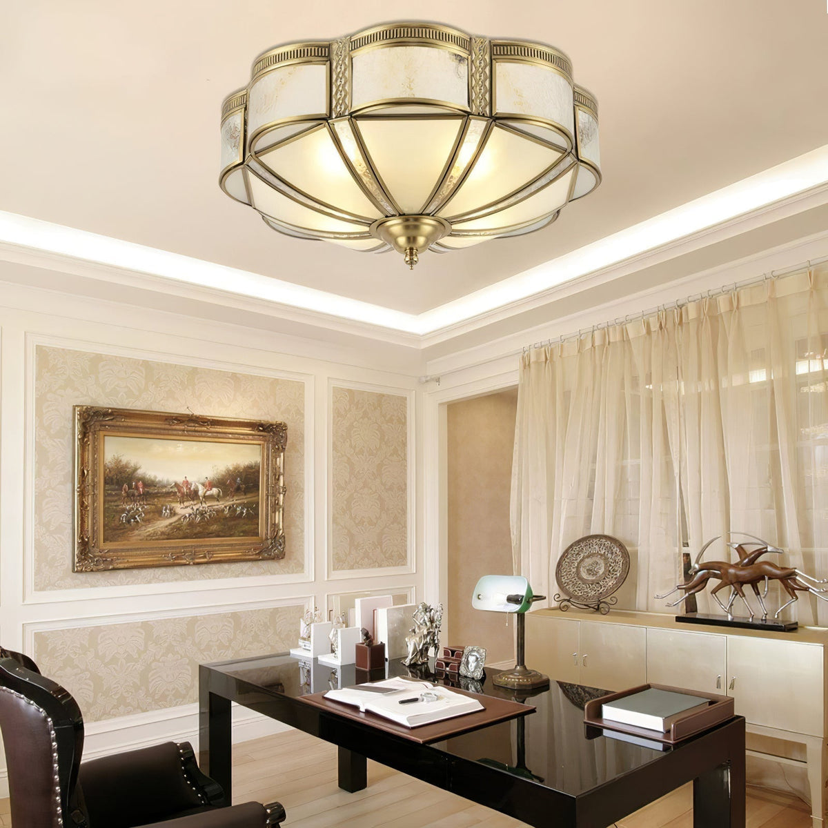 Xaris Floral Brass Floor Lamp