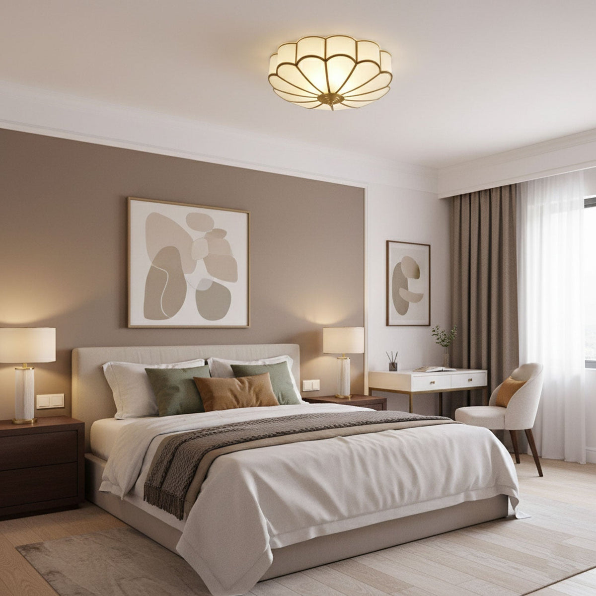 Feina Flower Shape Glass Flush Mount Ceiling Light