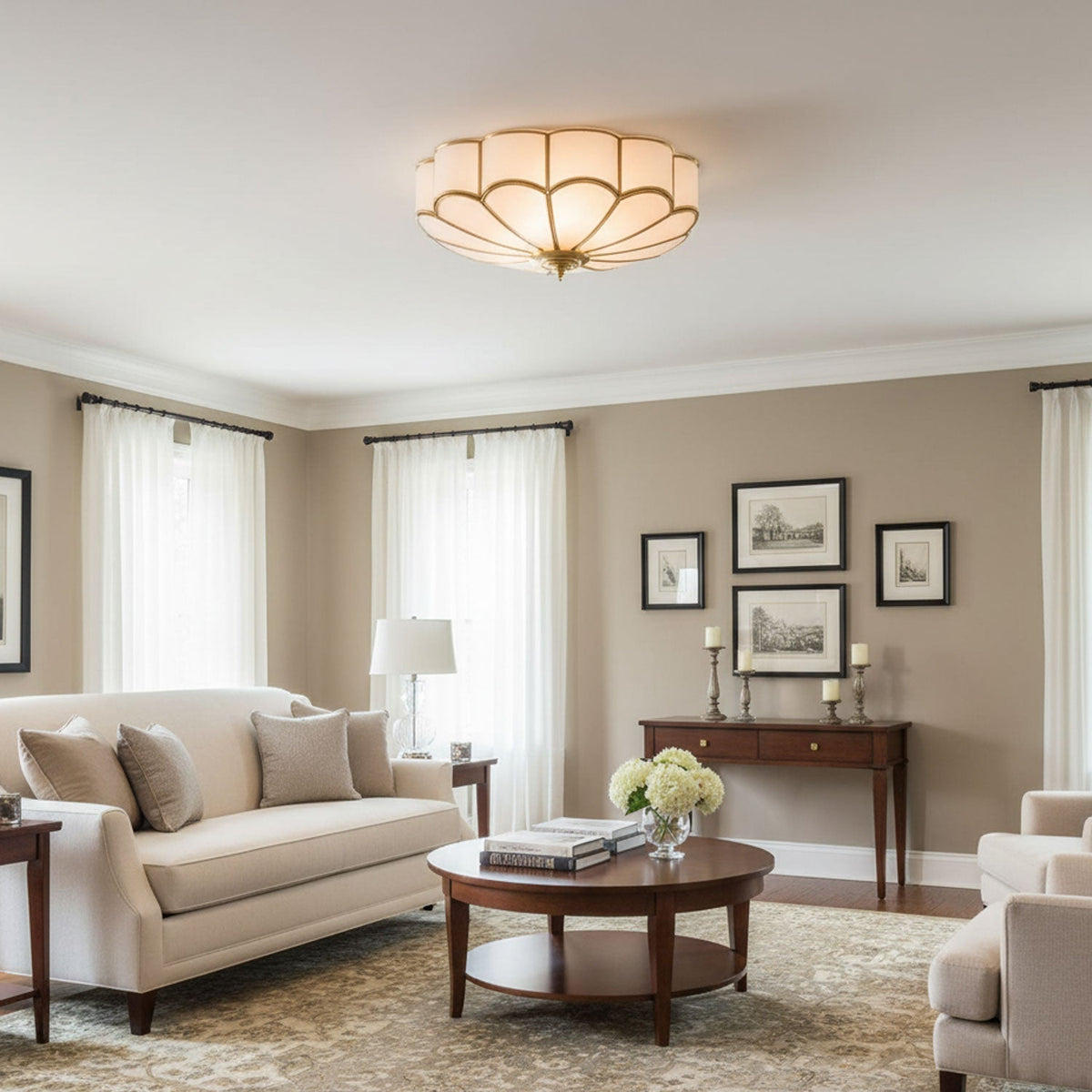 Feina Flower Shape Glass Flush Mount Ceiling Light