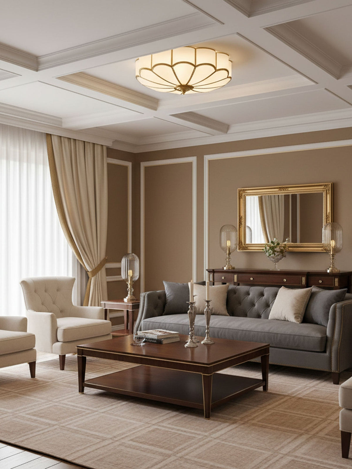 Feina Flower Shape Glass Flush Mount Ceiling Light