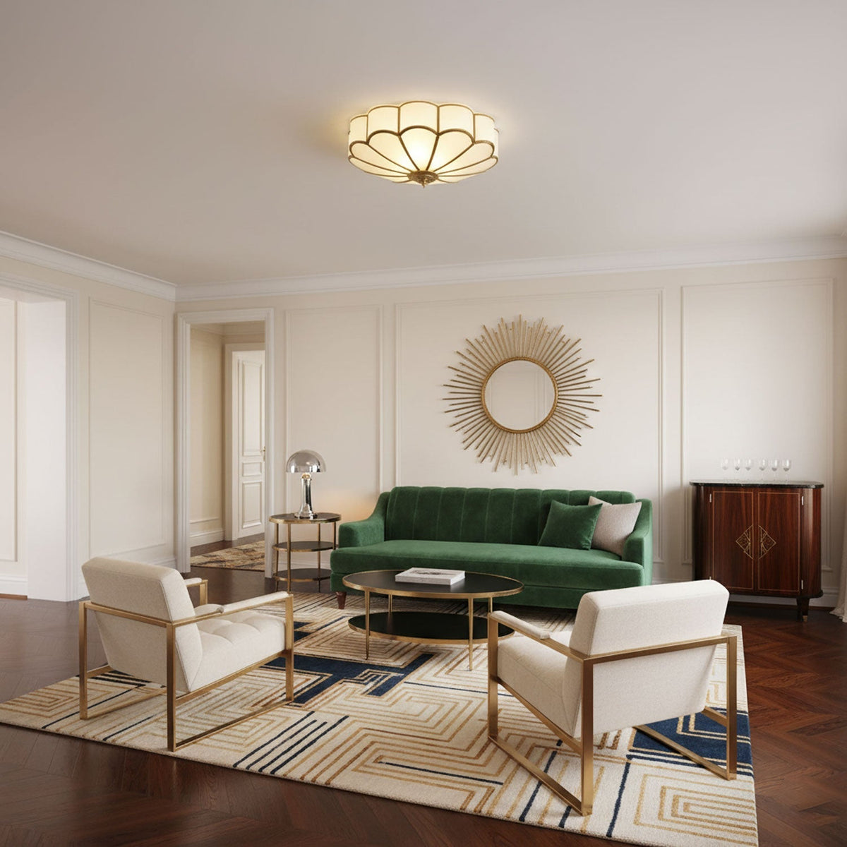 Feina Flower Shape Glass Flush Mount Ceiling Light