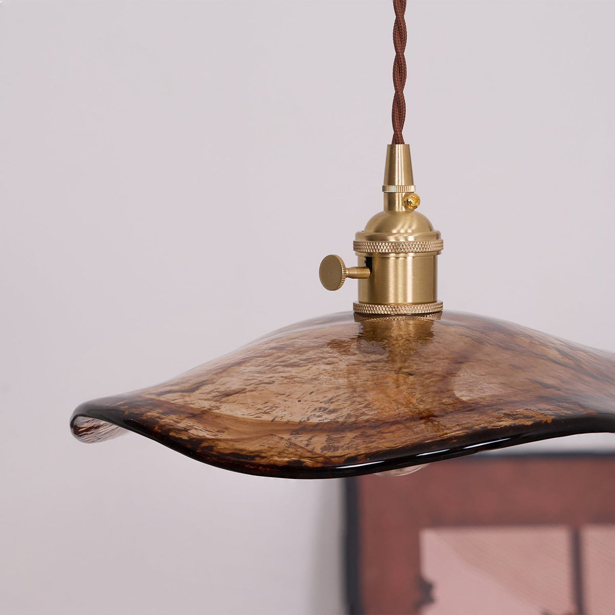 Hildes Art Flower Petal Swag Brass Glass Pendant Light