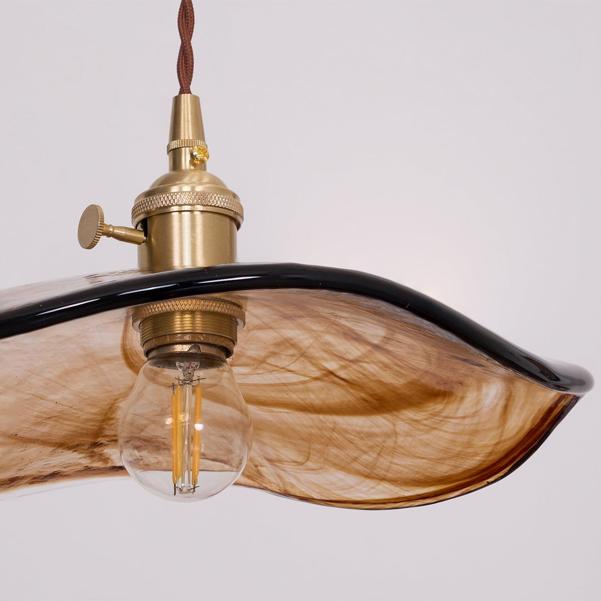 Hildes Art Flower Petal Swag Brass Glass Pendant Light