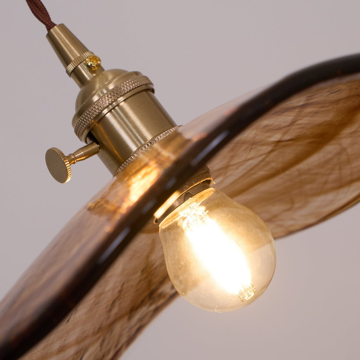 Hildes Art Flower Petal Swag Brass Glass Pendant Light