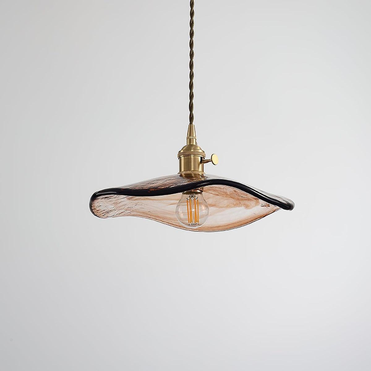 Hildes Art Flower Petal Swag Brass Glass Pendant Light