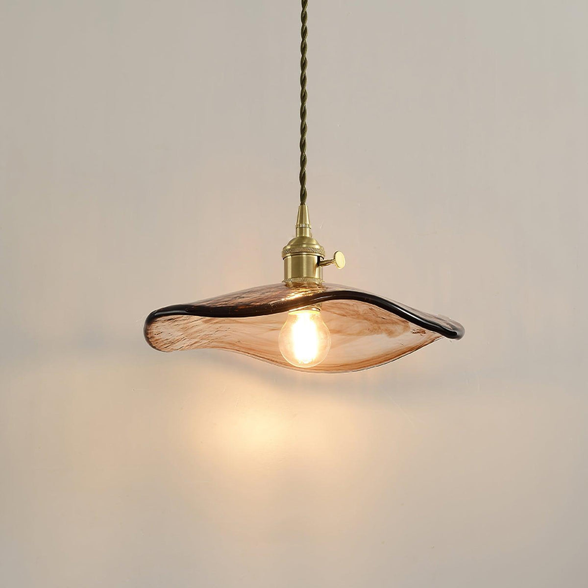 Hildes Art Flower Petal Swag Brass Glass Pendant Light