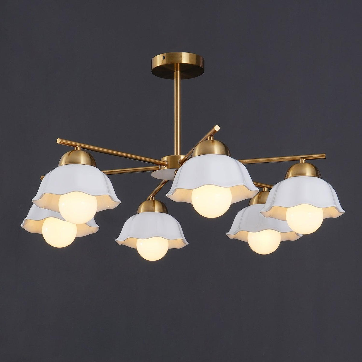 Zasila Nordic Art Flower Shade Ceramics Chandelier