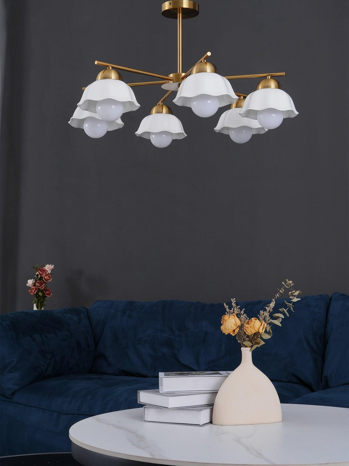 Zasila Nordic Art Flower Shade Ceramics Chandelier