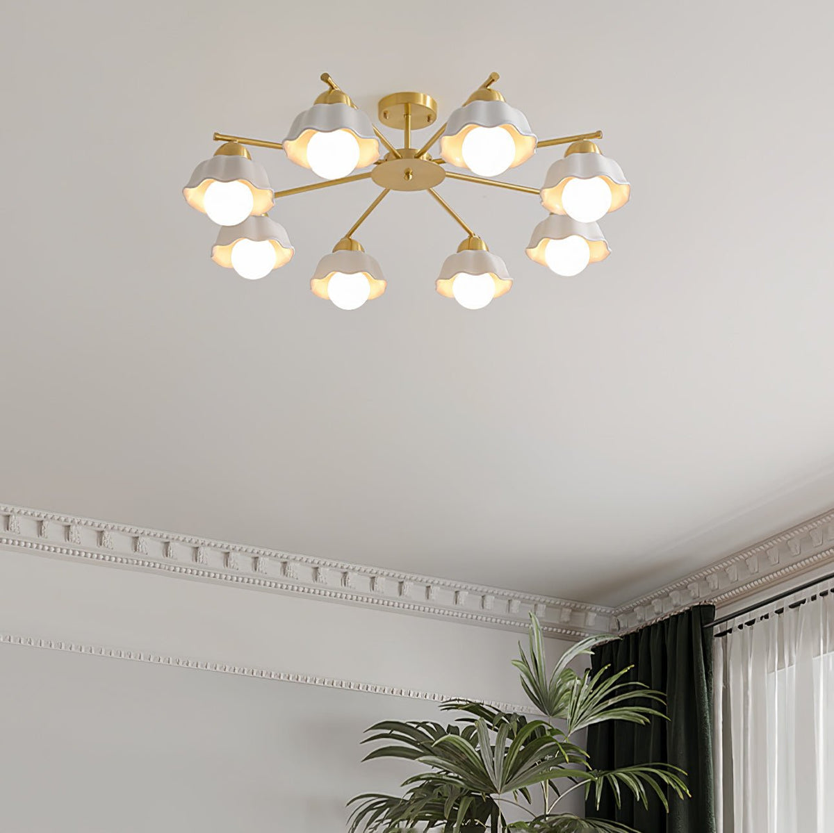 Zasila Nordic Art Flower Shade Ceramics Chandelier