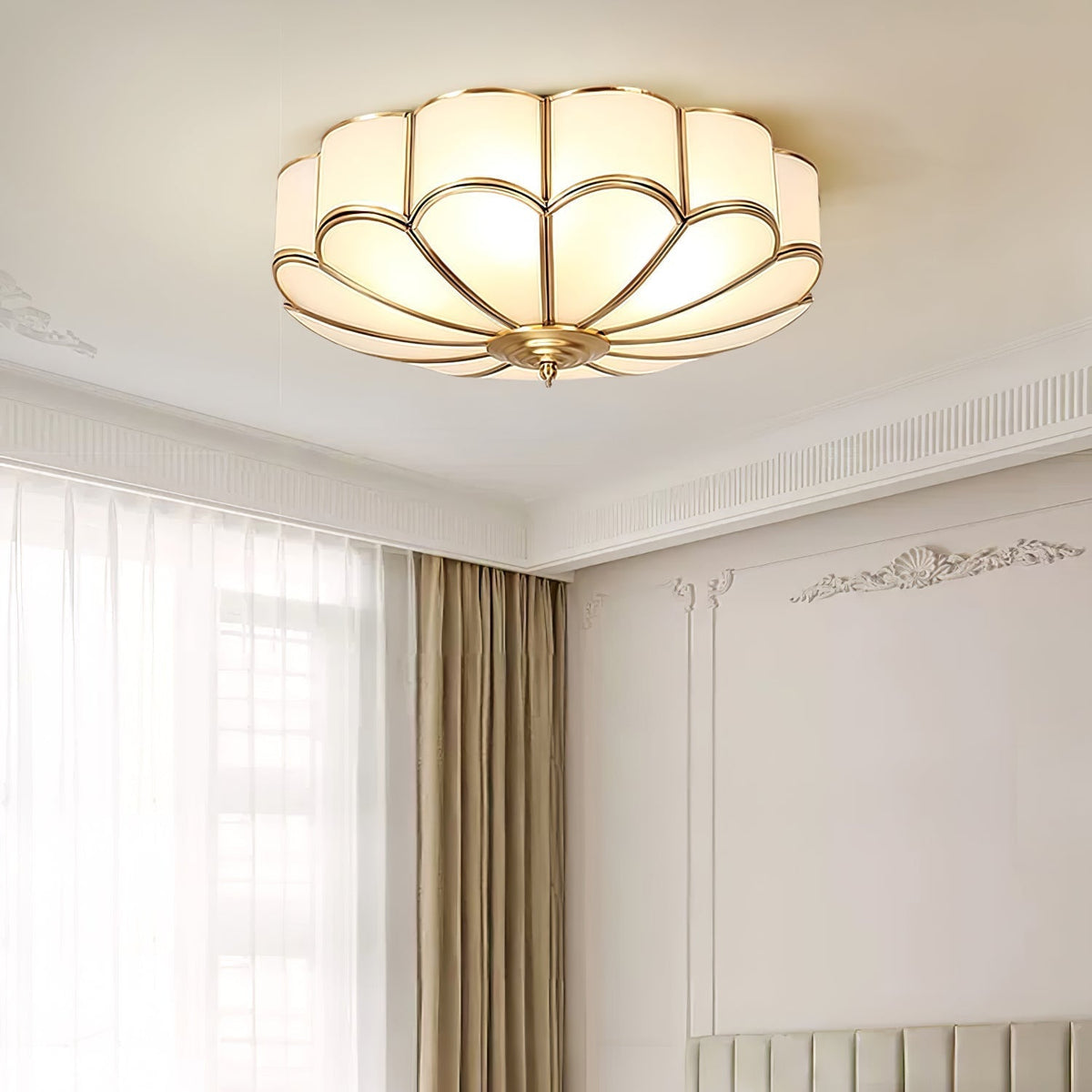 Adeline Ceiling Light Flower Shape Glass Brass