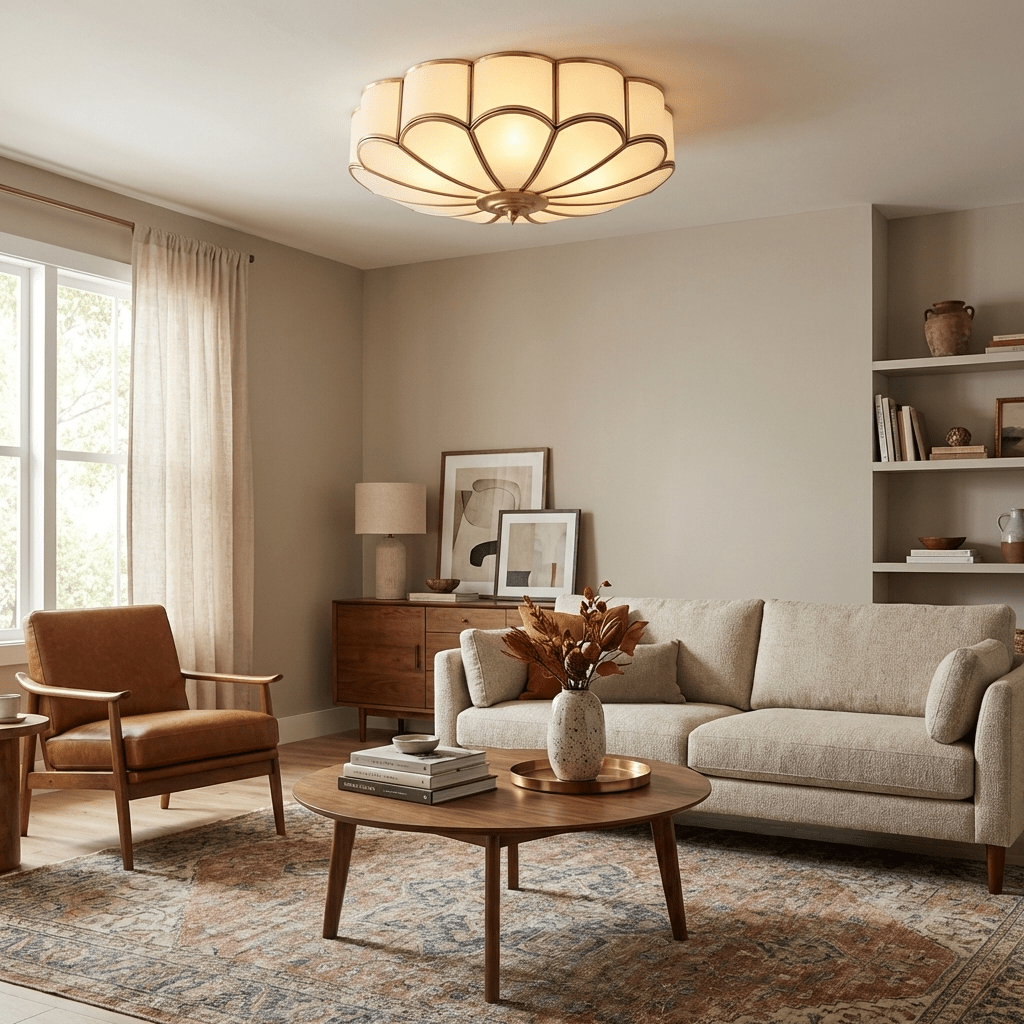 Feina Flower Shape Glass Flush Mount Ceiling Light