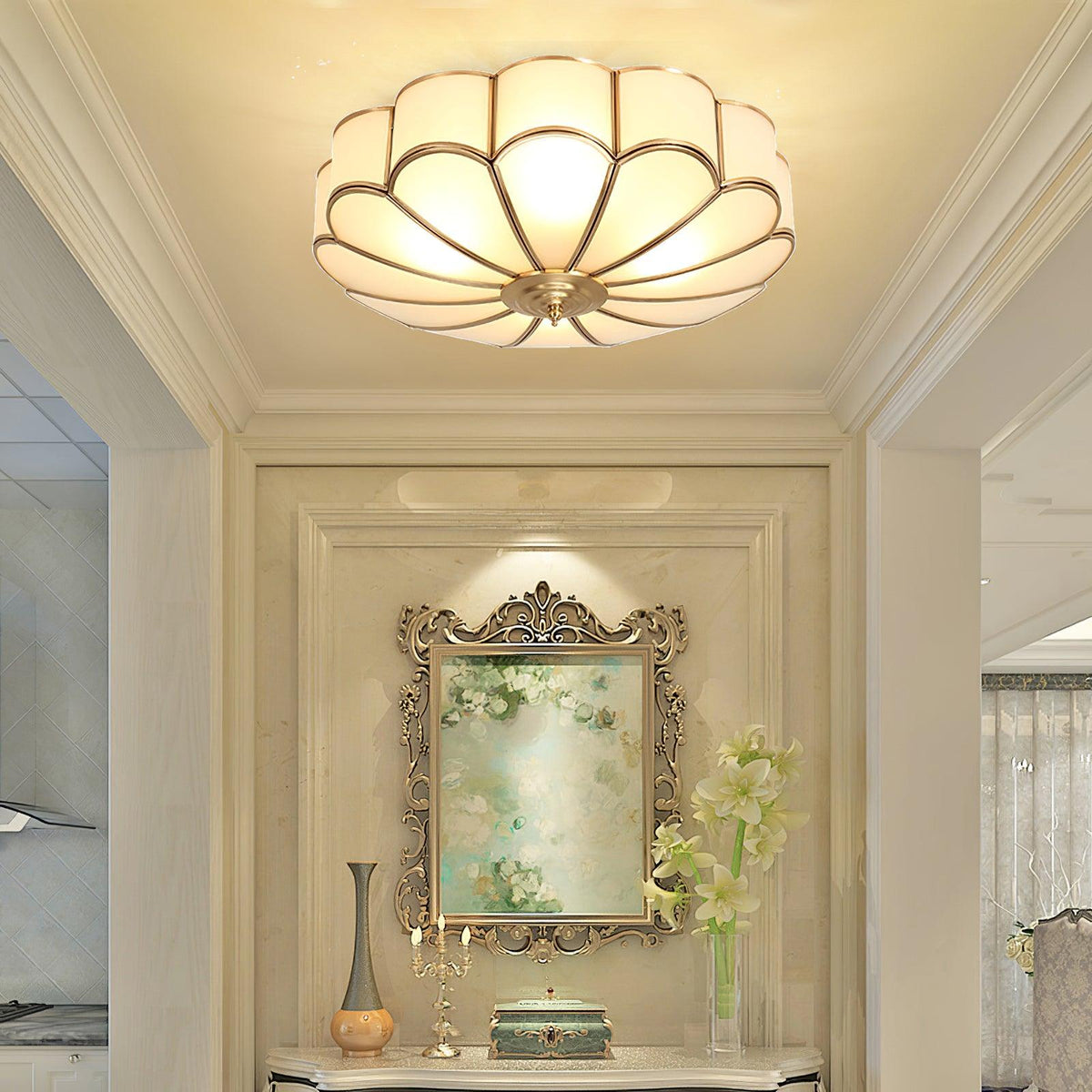 Feina Flower Shape Glass Flush Mount Ceiling Light
