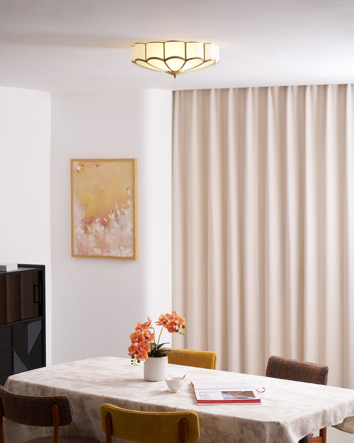Adeline Ceiling Light Flower Shape Glass Brass