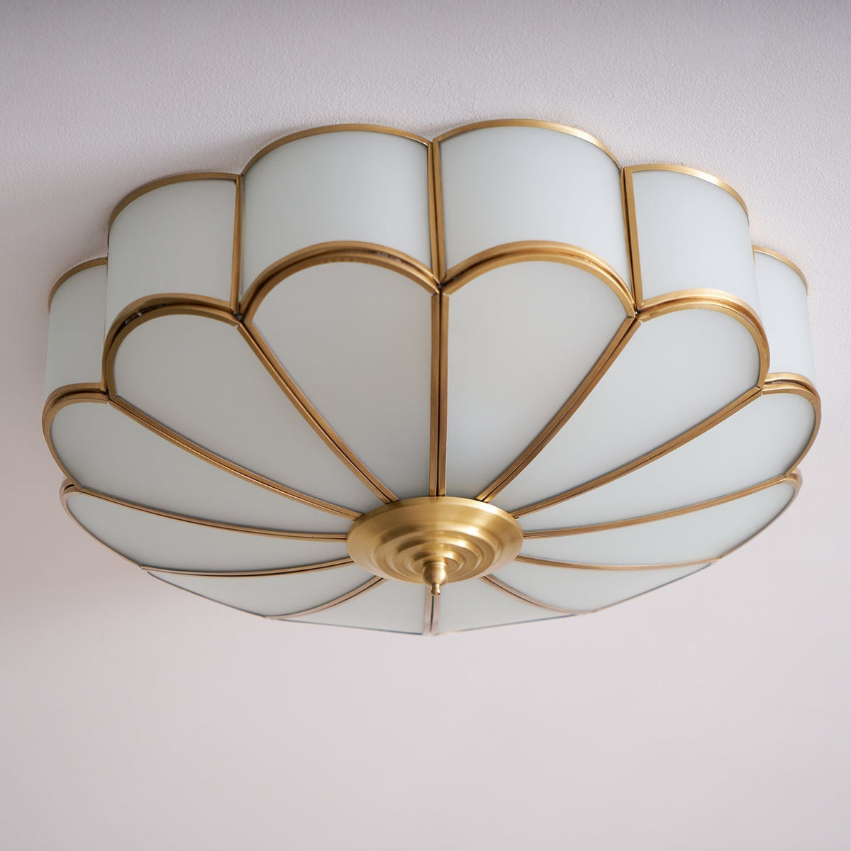 Adeline Ceiling Light Flower Shape Glass Brass