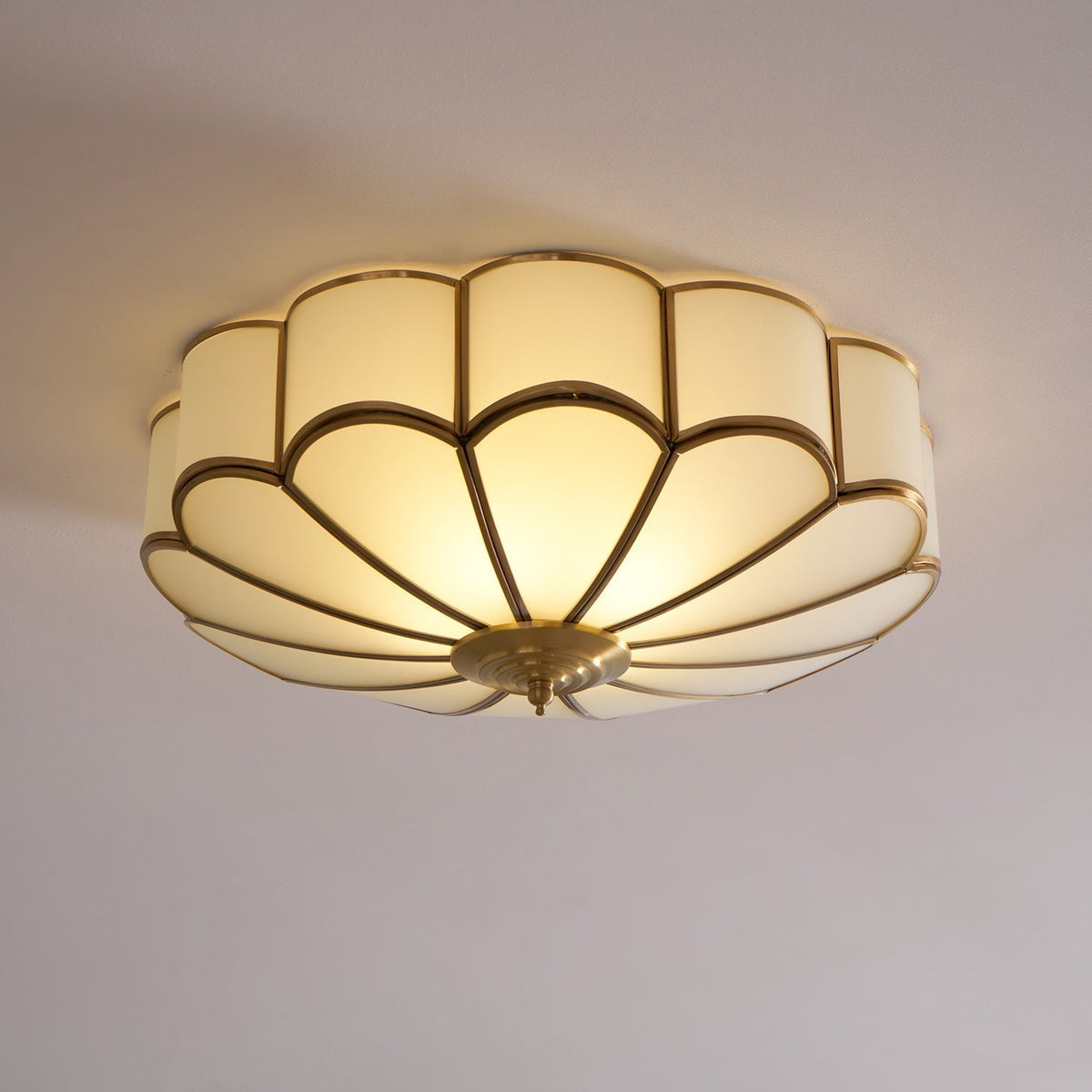 Adeline Ceiling Light Flower Shape Glass Brass