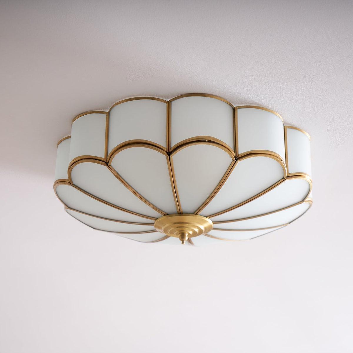 Adeline Ceiling Light Flower Shape Glass Brass