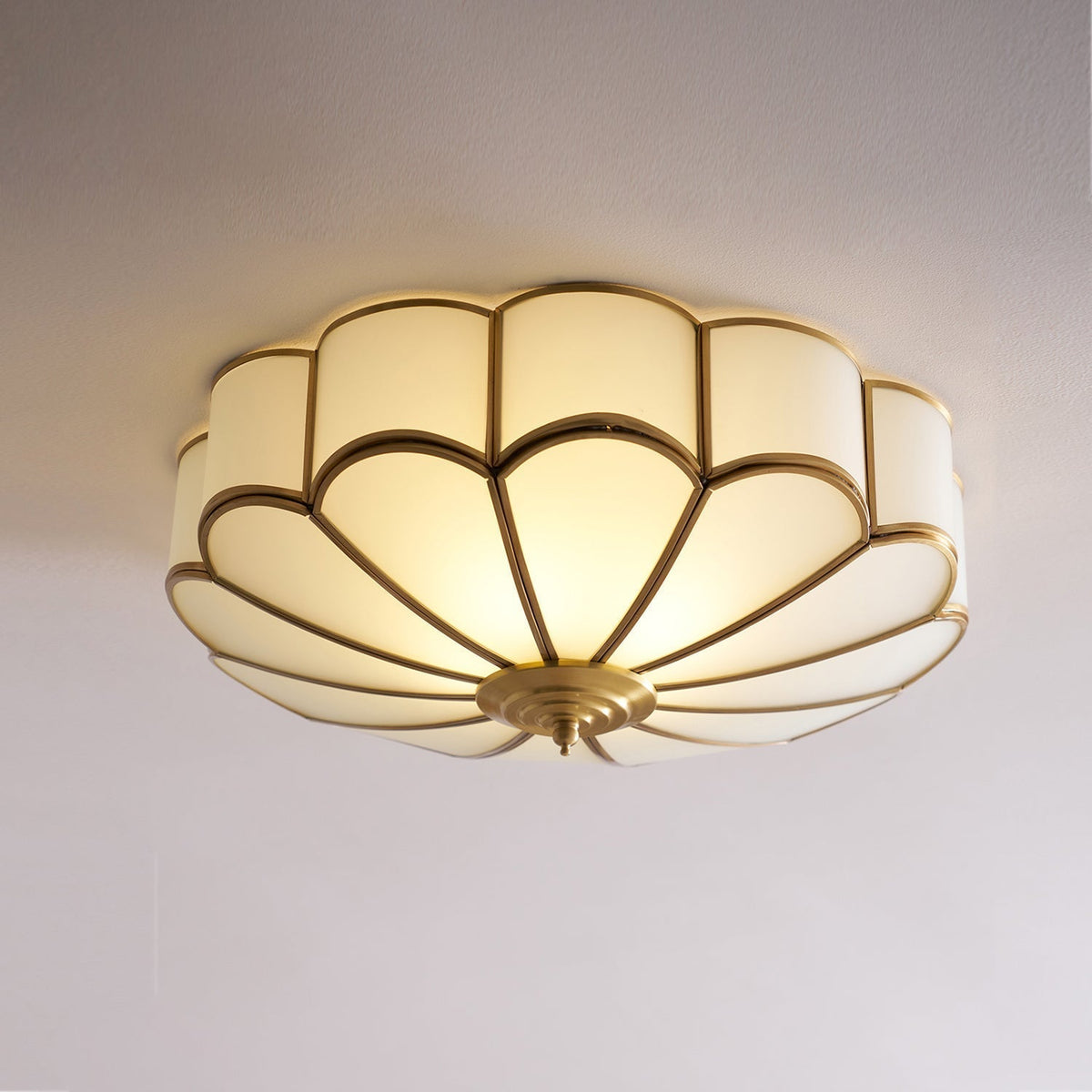 Adeline Ceiling Light Flower Shape Glass Brass