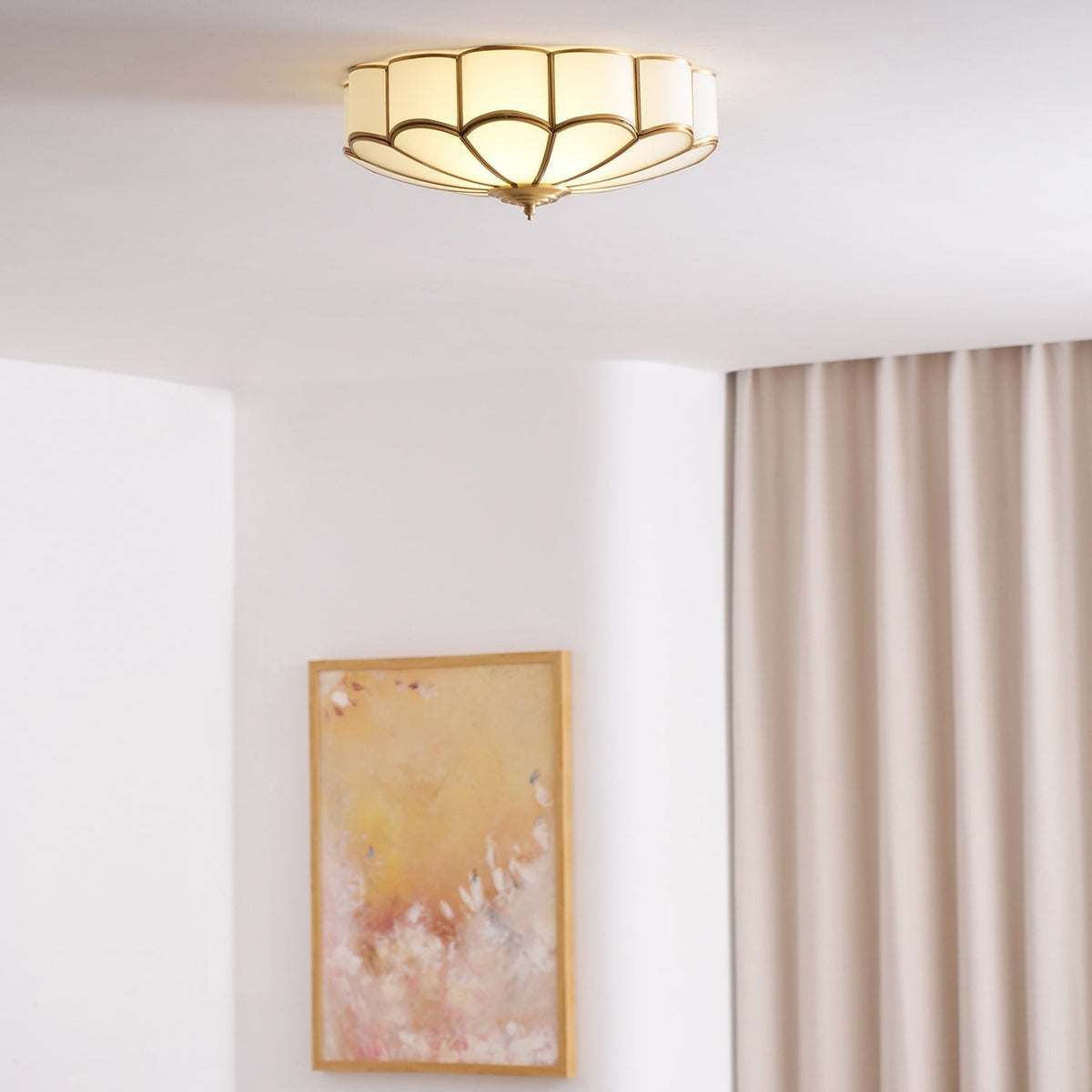 Adeline Ceiling Light Flower Shape Glass Brass