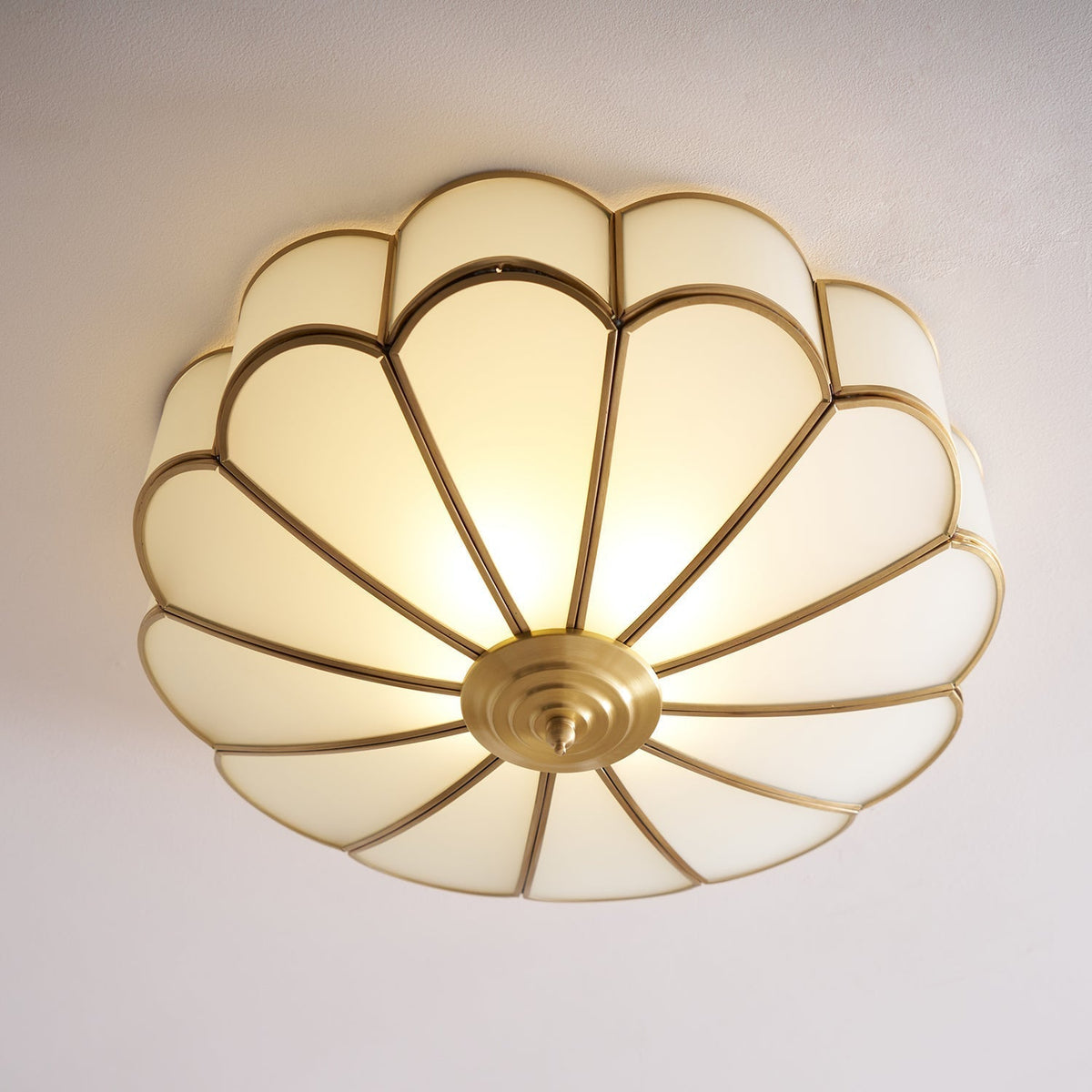 Adeline Ceiling Light Flower Shape Glass Brass