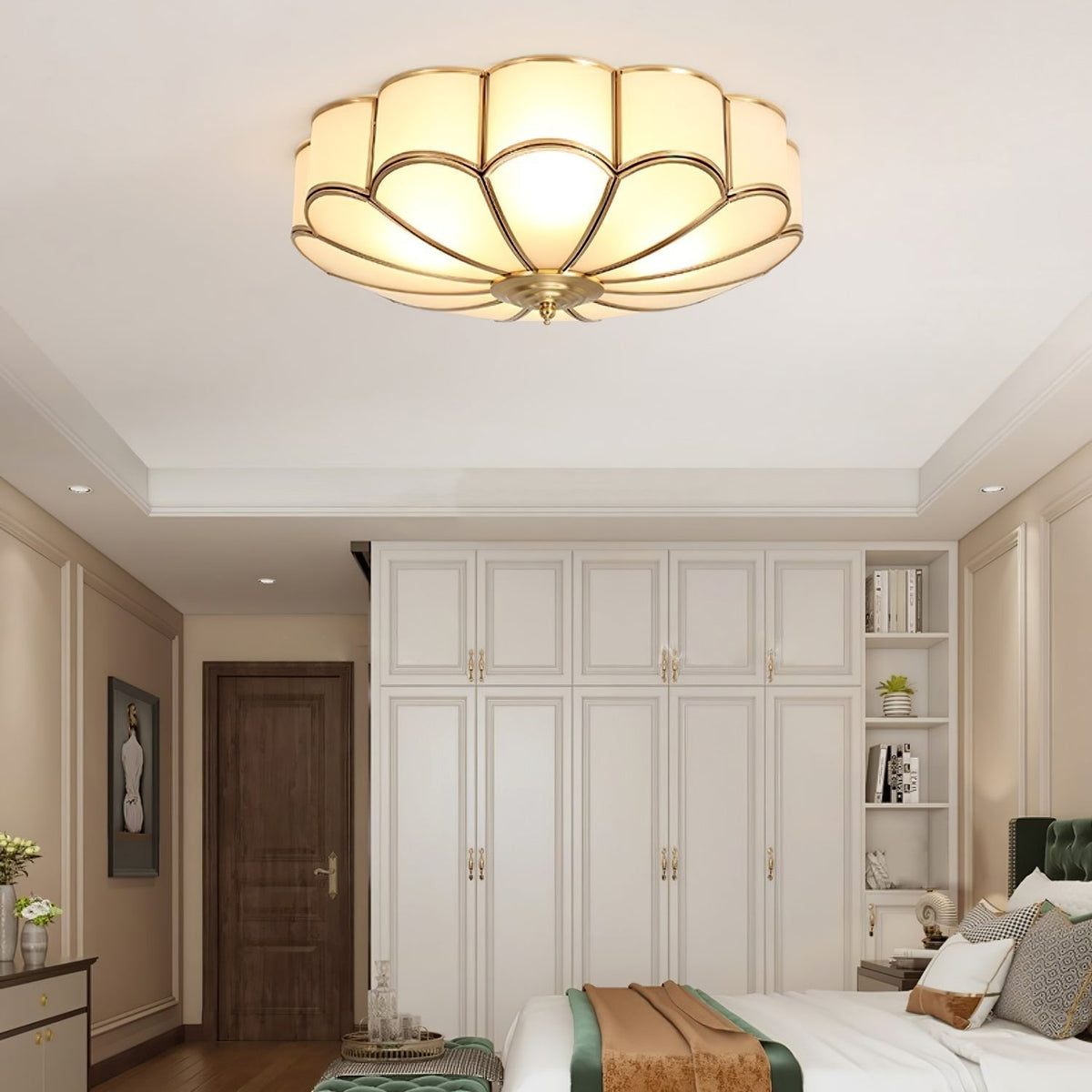 Adeline Ceiling Light Flower Shape Glass Brass