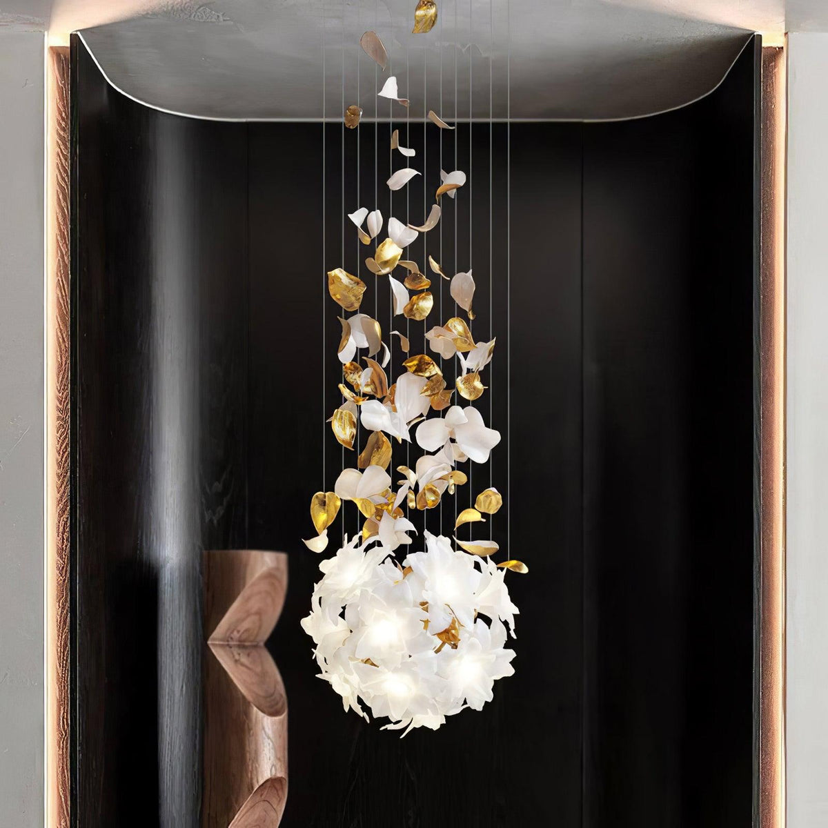 Araeos Flying Flowers Fluttering Brass Chandelier