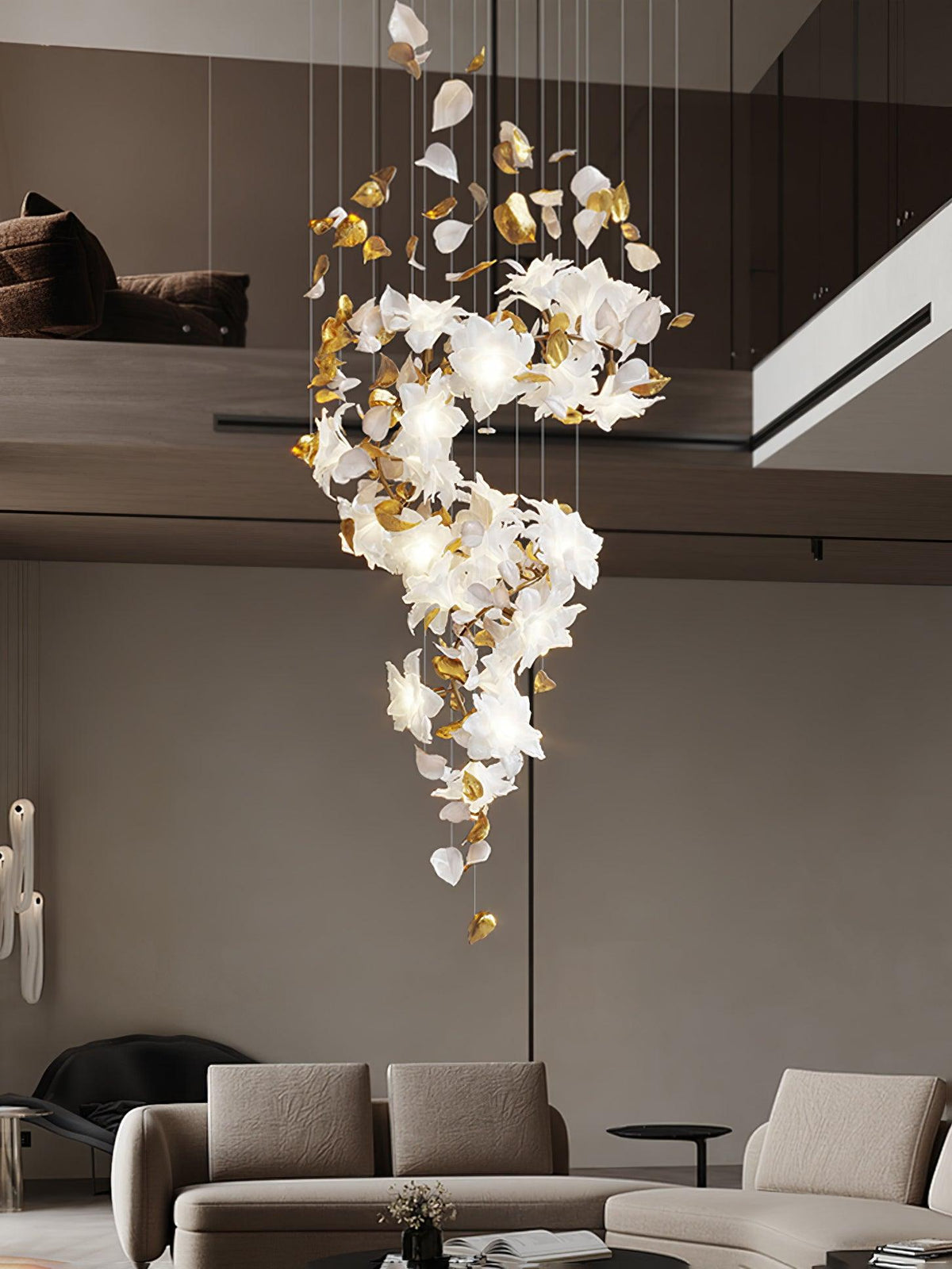 Araeos Flying Flowers Fluttering Brass Chandelier