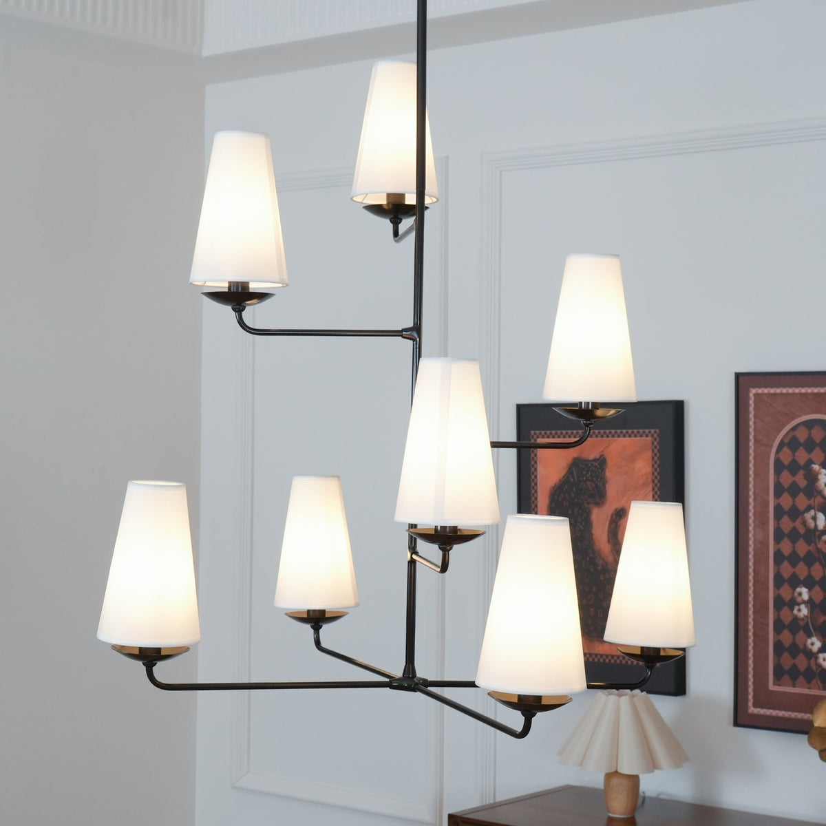 Caseneon Chandelier Vertical Copper Linen